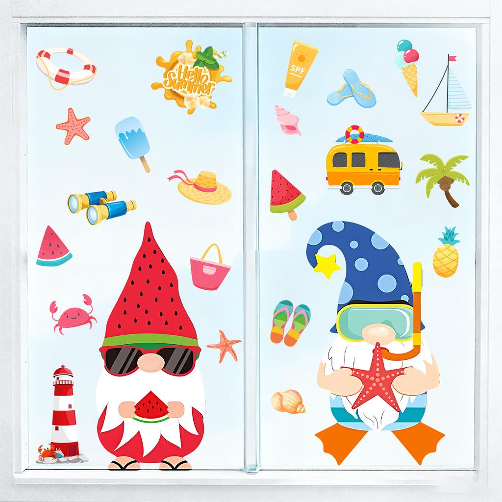 Summer Watermelon Fairy Static Electricity Glass Sticker for Living Room, Bedroom and Study Window Decoration