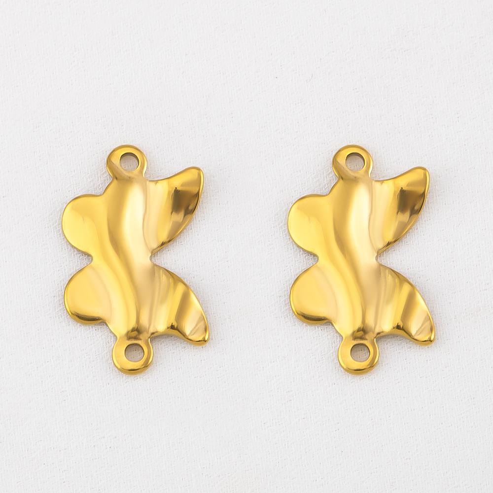 10pcs Stainless Steel 18K Plated Oval Star Heart Charms Double Hole Pendants for DIY Necklace Bracelet Jewelry Making Supplies