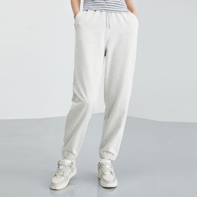 Anta Lifestyle Series Solid Color Knitted Casual Sports Pants Women Bottoms Gray 162328303-2