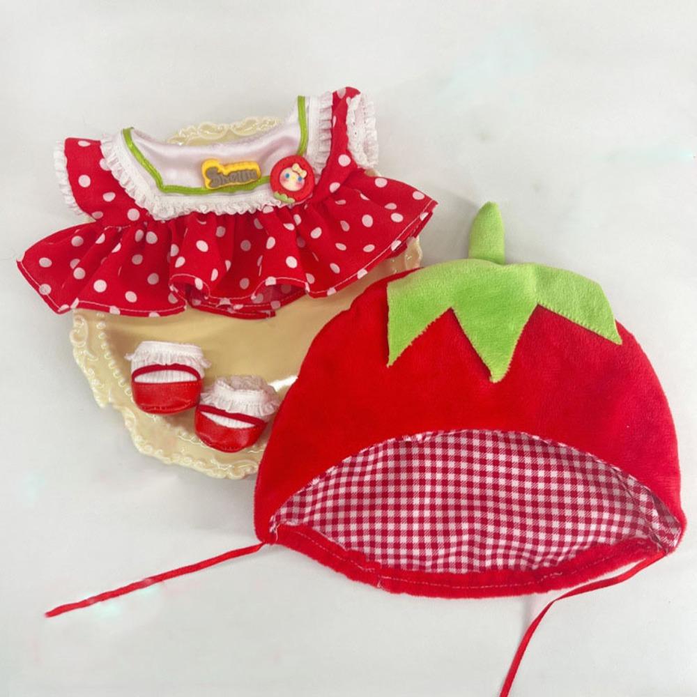 1 set Fruit Hat Cotton Doll's Clothes Red Set Plush Doll Clothes 20cm Cotton Doll