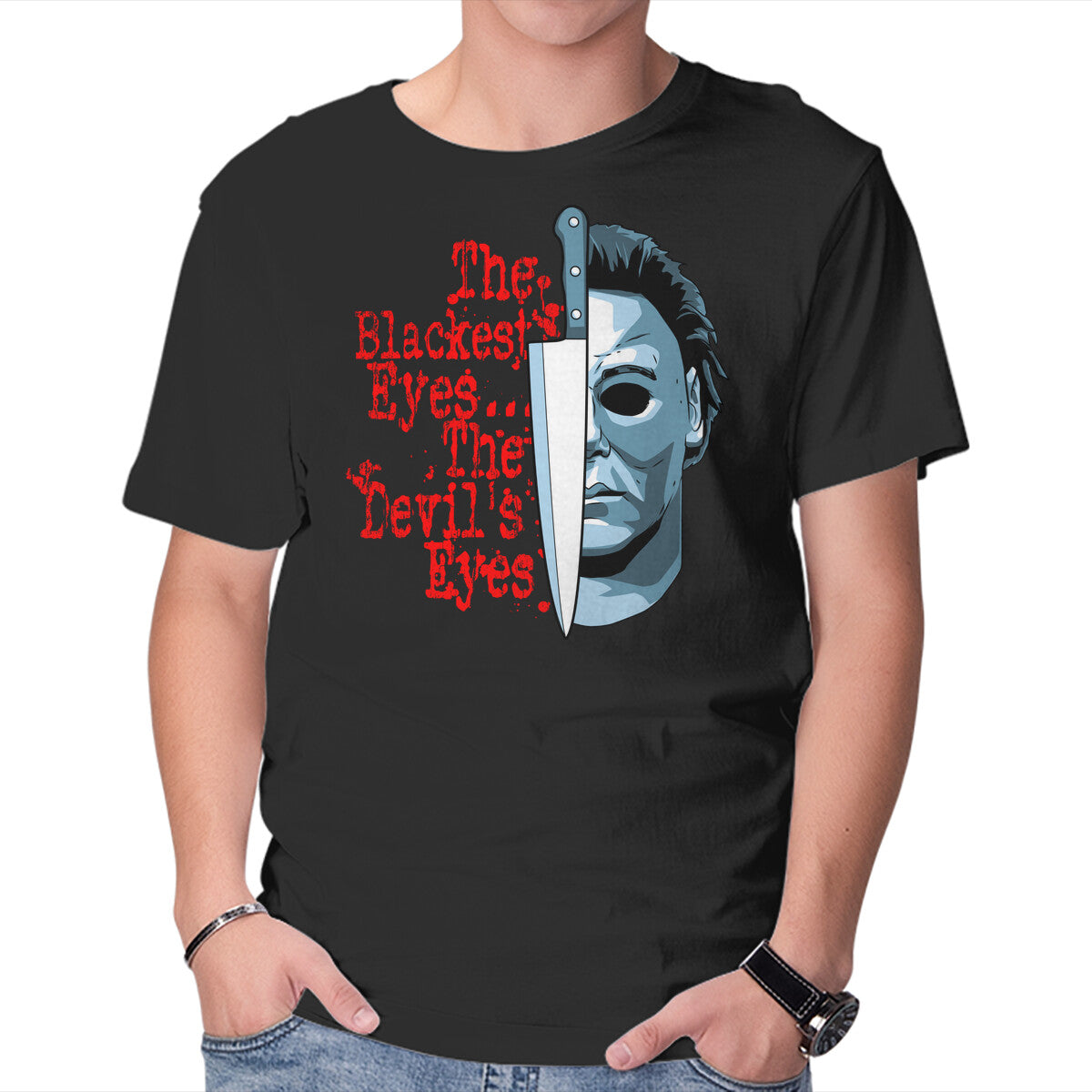 Unisex Crew Neck T-Shirt The Devil s Eyes Graphic Short Sleeve Casual Tee M