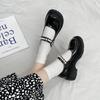 Fashion Women Leather Shoes British Style Classic Mary Janes Round Toe Platform Square Middle Heels Thick Soled Loafers Shoes Plus Size
