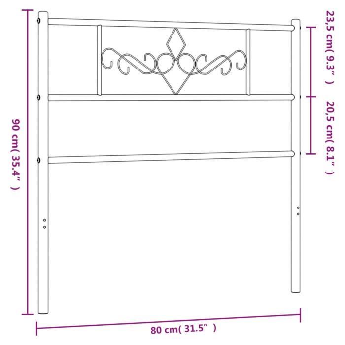 VidaXL White Metal Headboard 75 Cm 355342