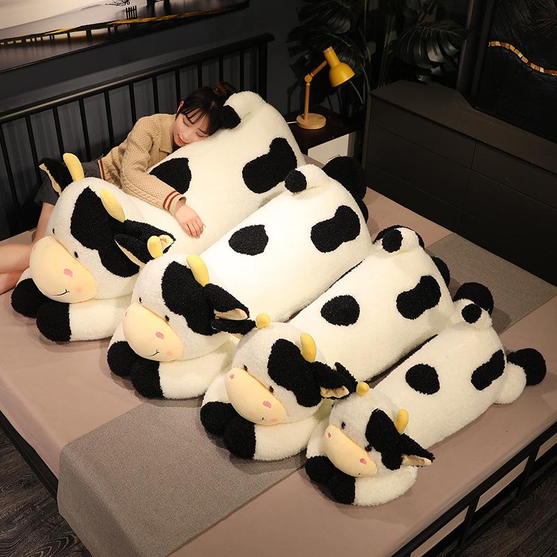 Adorable Lying Cow Plush Pillow - Large Comforting Doll for Girls' Bedtime