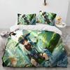 Genshin Impact Game Gamer Cartoon Comforter Bedding Set,Duvet Cover Bed Set Quilt Cover Pillowcase,king Queen Size Bedding Set