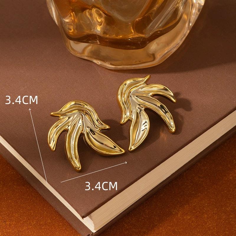 Hyperbole Long Water Droplet Flower Wing Round Wave Square Shell Golden Pendant Earrings for Women CCB Smooth Creative Jewelry