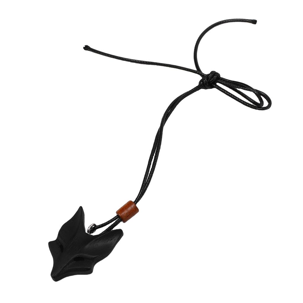 Pendant Necklace Length PU Leather Cord Wooden Black Pendant Necklace