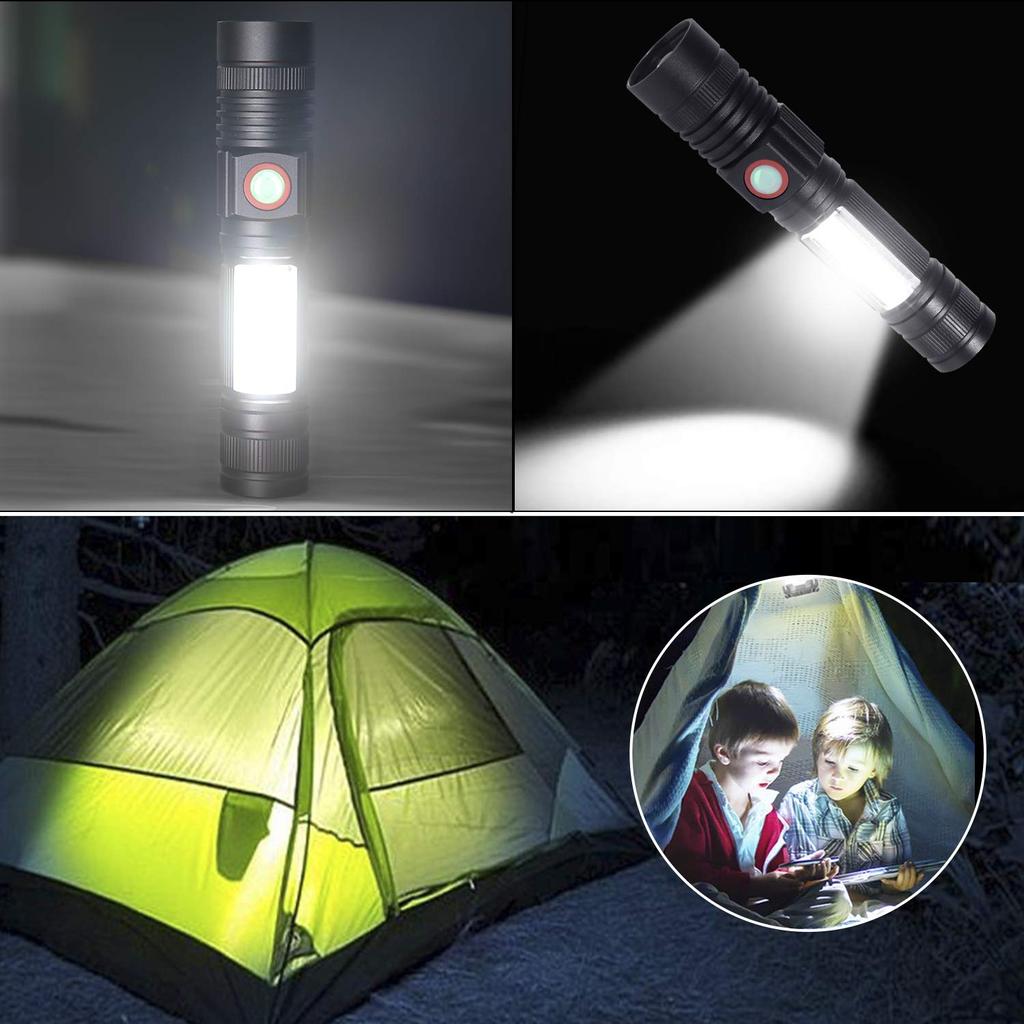 LED handheld USB rechargeable 18650 hours of practical tail COB work Ideal for power disaster and crime of Ultra-bright 1600-lumen flashlight,
