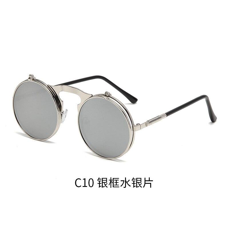 Old Metal Steampunk Flip Sunglasses Flip Men And Women Fashion Round Frames
