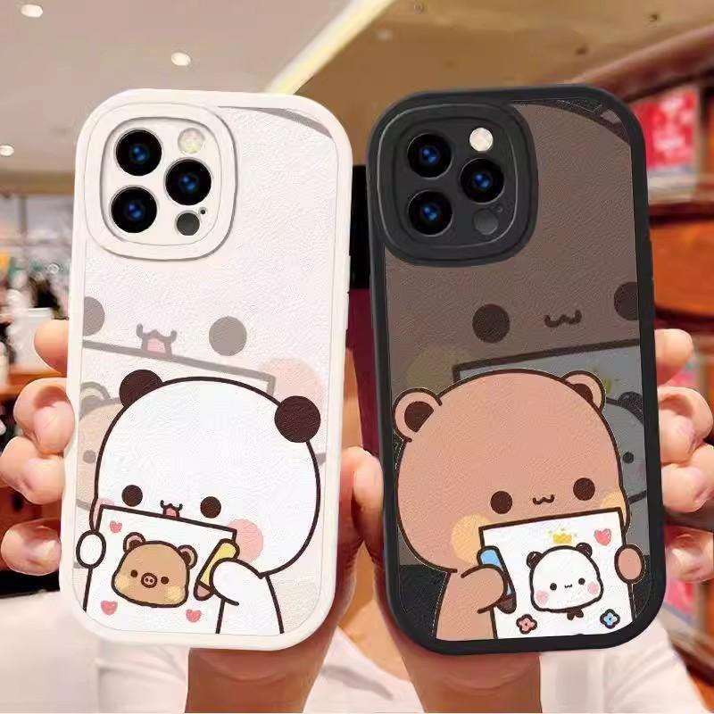 Couple Painting Is Suitable for Apple 16promax Lambskin Mobile Phone Case 15pro All-inclusive 14pro Anti-drop 13 New 12