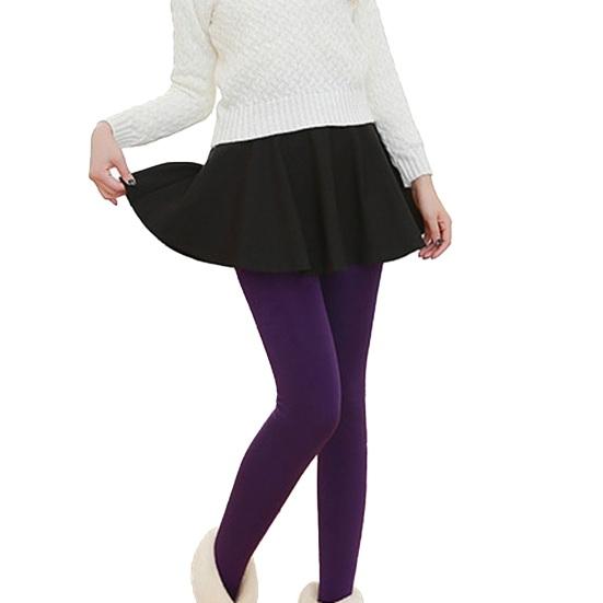 Women Leggings High Elasticity Velvet Lined Warm Pants Solid Color High Waist Leggings Tight