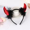 Cosplay Ox Horns Headband Headpiece Demon Hair Hoop Puffy Halloween Hair Band  Kids