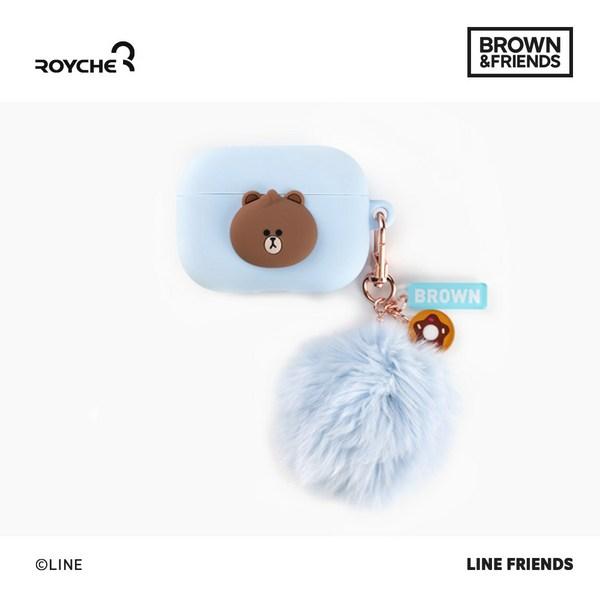 

Чехол Line Friends Mini AirPod Pro с помпоном, коричневый