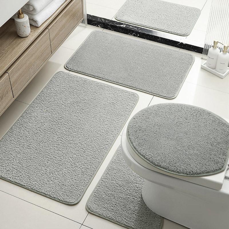 Hot-Selling Bathroom Luxury Set Floor Mat Imitation Cashmere Solid Color Toilet Seat Toilet Bathroom Absorbent Non-Slip Mat