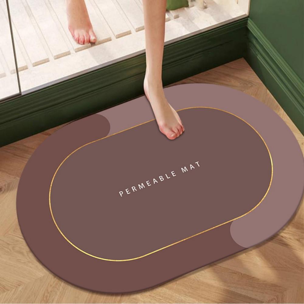 

Wabi Sabi Wind Oval Bathroom Water Absorbent Floor Mats Bathroom Non Slip Quick Drying Foot Mats Simple Home Decor 40X60CM1.3X2FT