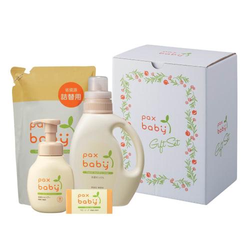 

Pax Baby Wash with Soap Gift Set A (300ml Body Shampoo, 1200ml Laundry Soap, 1000ml Laundry Soap Refill, 100g Soap) Baby Gift