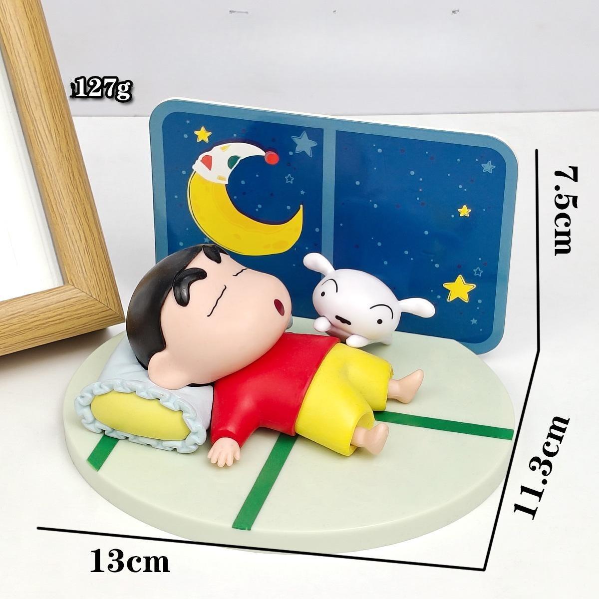 

New Anime Crayon Shin-chan Action Figure PVC Collection Nohara Shinnosuke Sleep Handmade Model Kids Charm Hobby Toys