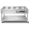 Stainless Steel Mobile Food Warming Table with Casters - Insulated Hot Dish Serving Cart
