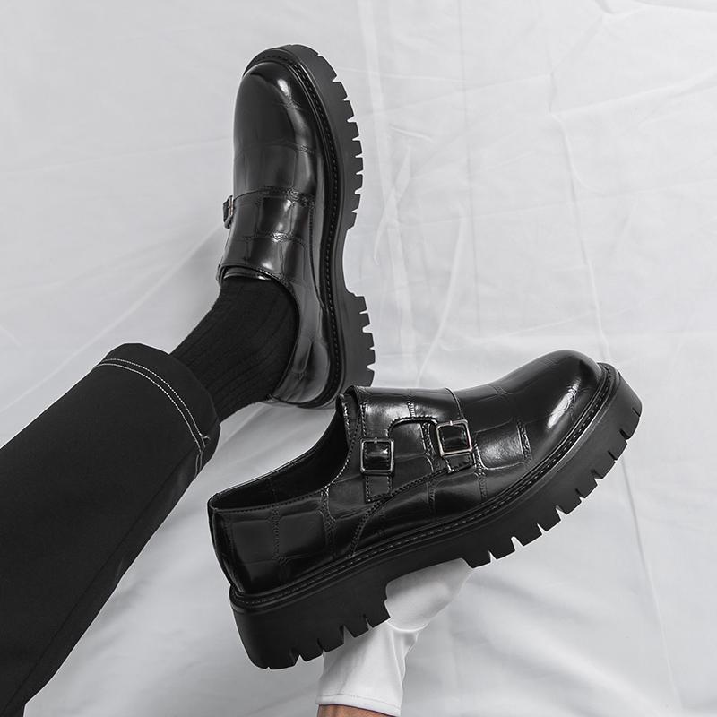 Fashion Casual thick soled men's leather shoes British style Party Business Outdoor Fashion Street loafer Derby Slip on New Hot selling