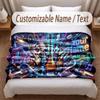 Music General Theme Soft Blanket Personalized Custom Name Text Print Warm Blanket Home Sofa Bedroom Decor