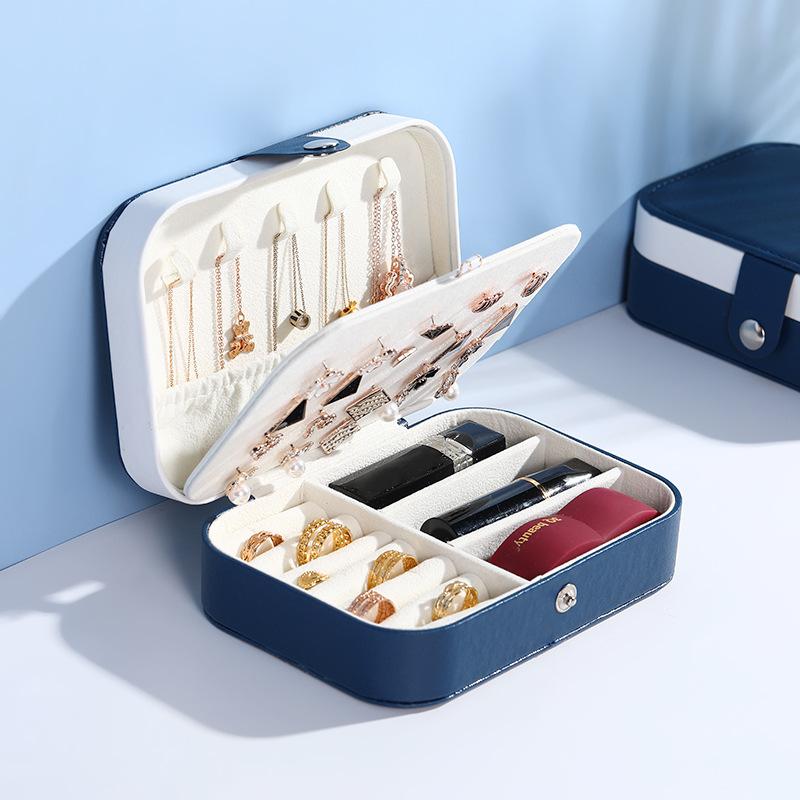 Portable Jewelry Storage Box Travel Organizer Jewelry Case Leather Storage Earrings Necklace Ring Jewelry Organizer Display