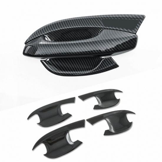Car Carbon Fiber Side Door Handle Bowl Cover Protector Trim For Kia K5 -