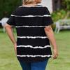 Blusa Casual Elegante Feminina Plus Size, Manga Curta, Decote V, Corte Amplo, Para o Trabalho