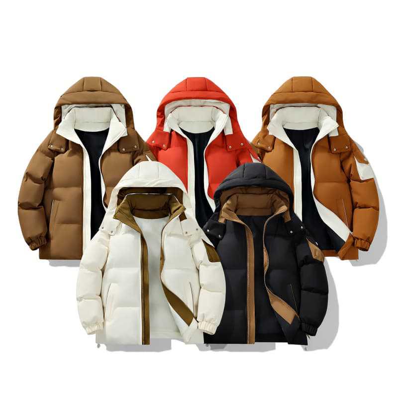 Men's Trendy Winter Hooded Puffer Jacket, Thickened Warm Cotton, 2025 Style