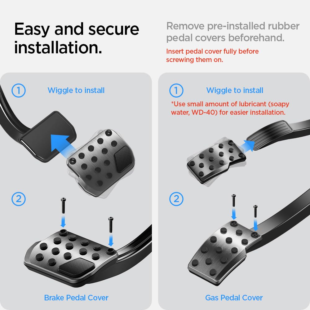 Spigen Tesla Model Y Performance Pedals, Non-Slip Gas and Brake Pedal Covers TO201 ACP07220 (Black)