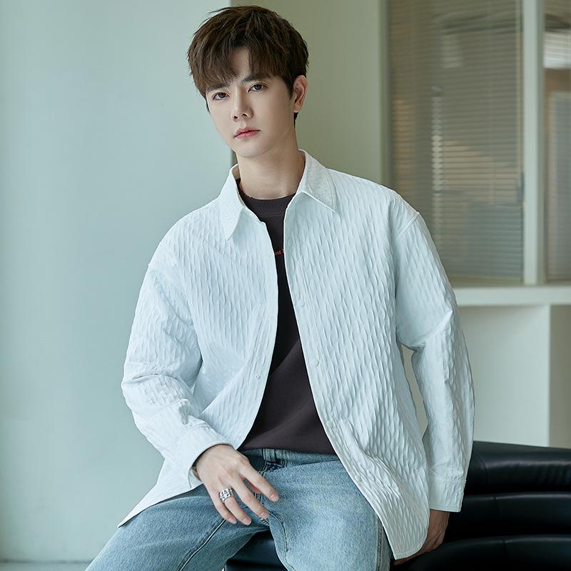 

Трехмерная жаккардовая куртка мужская летняя тонкая повседневная микроширокая куртка-рубашка на весну и осень 2XL белый