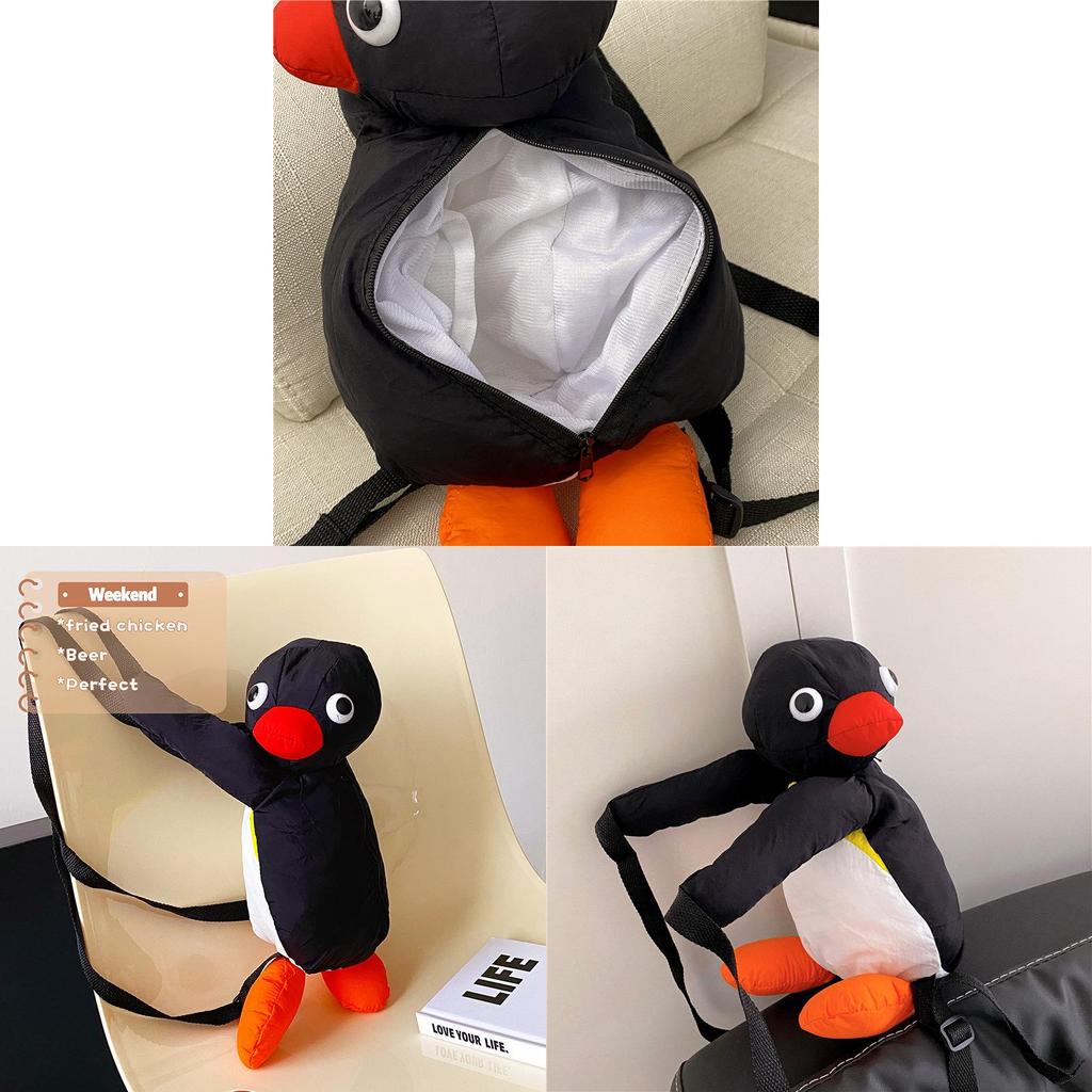 Penguin Cartoon Kids Backpack With Breathable Nylon And Animal Pattern For Preschool Children