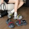 2025 Autumn New Breathable Mesh Casual Trendy Dad Shoes Super Fire Niche Splashing Ink Thick Sole Heightening Shoes Ins
