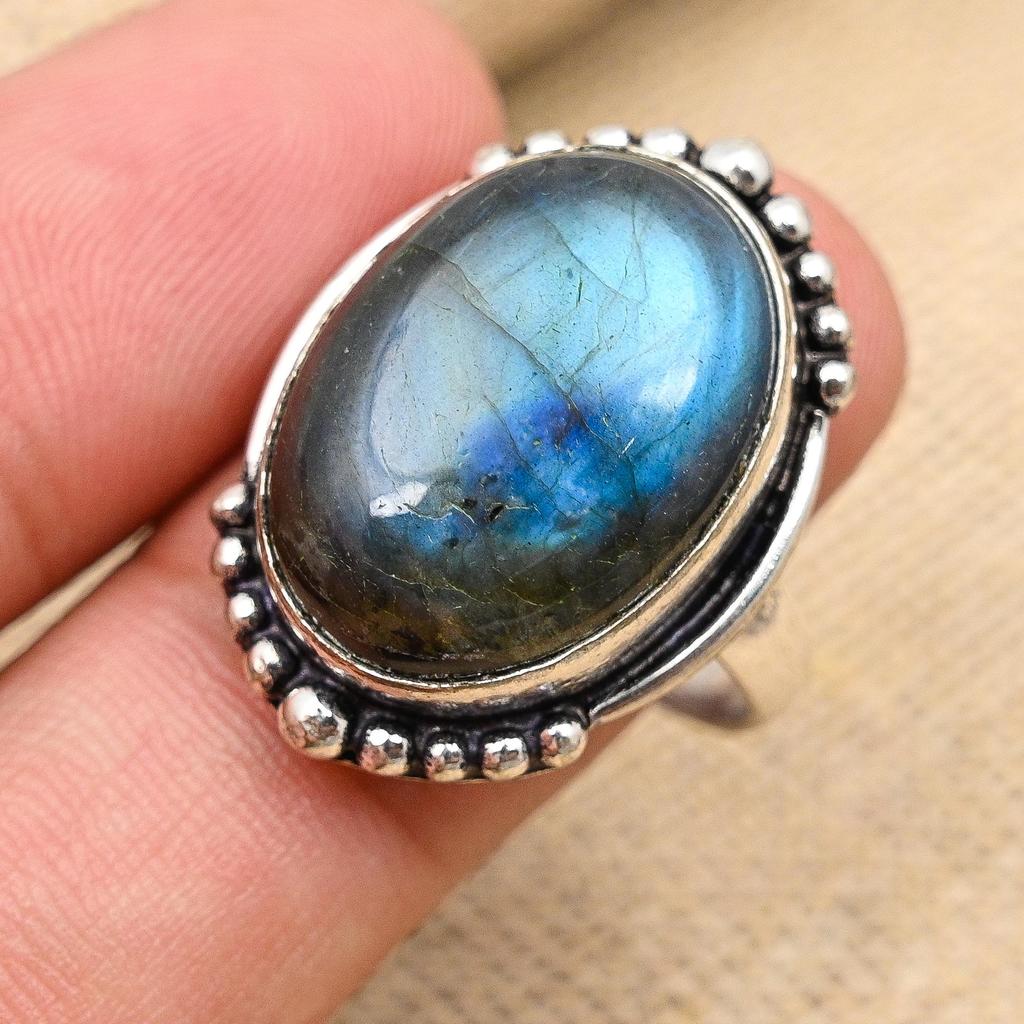 Labradorite Gemstone Handmade Solid 925 Sterling Silver Ring Jewelry