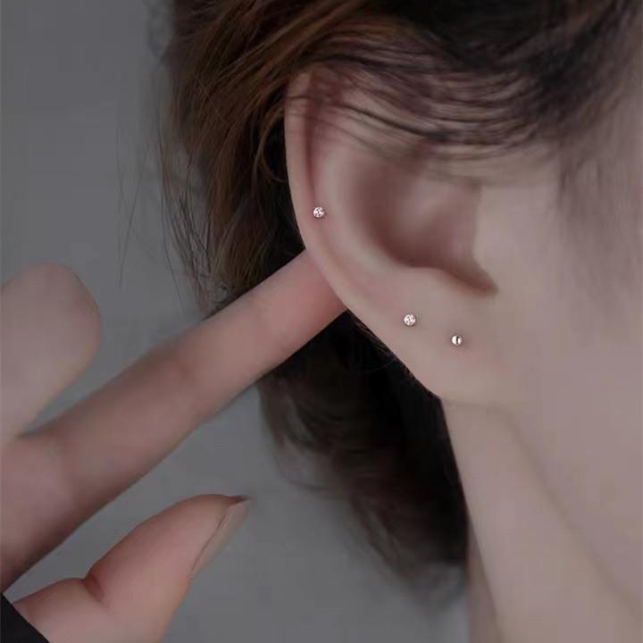 S999 Sterling Silver Mini Zircon Stud Earrings - Simple & Versatile for Summer.