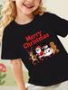Kids Boys Girls T Shirt Merry Christmas Santa Reindeer Snowman Print Short Sleeve Tee Family Matching Holiday Parent Child Tops