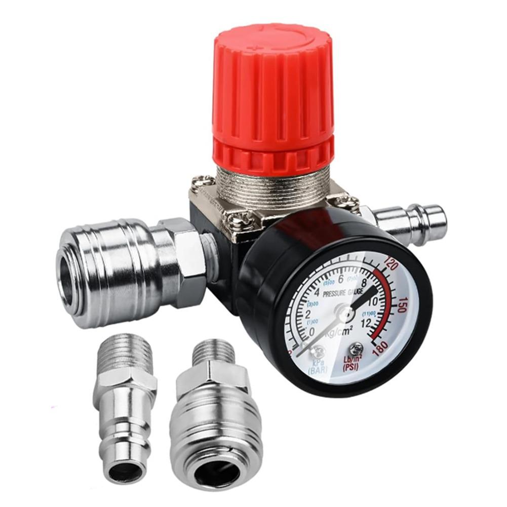 1/4 Air Pressure Regulator Pressure Reducer Pressure Control Valve With Pressure Gauge 175PSI For Air Compressor Pressure Switch