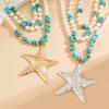 Wind Exaggerated Starfish Pendant Necklace Women'S Neck Chain Niche Stacking Wearing Imitation Pearl Ocean Wind Necklace