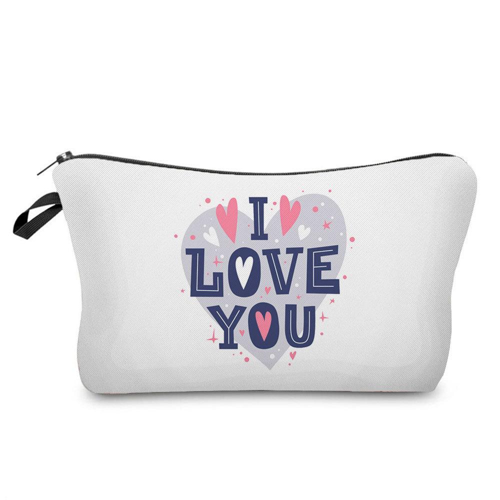Women Love Print Cosmetic Bag Toiletries Organize Travel Storage Case  6385