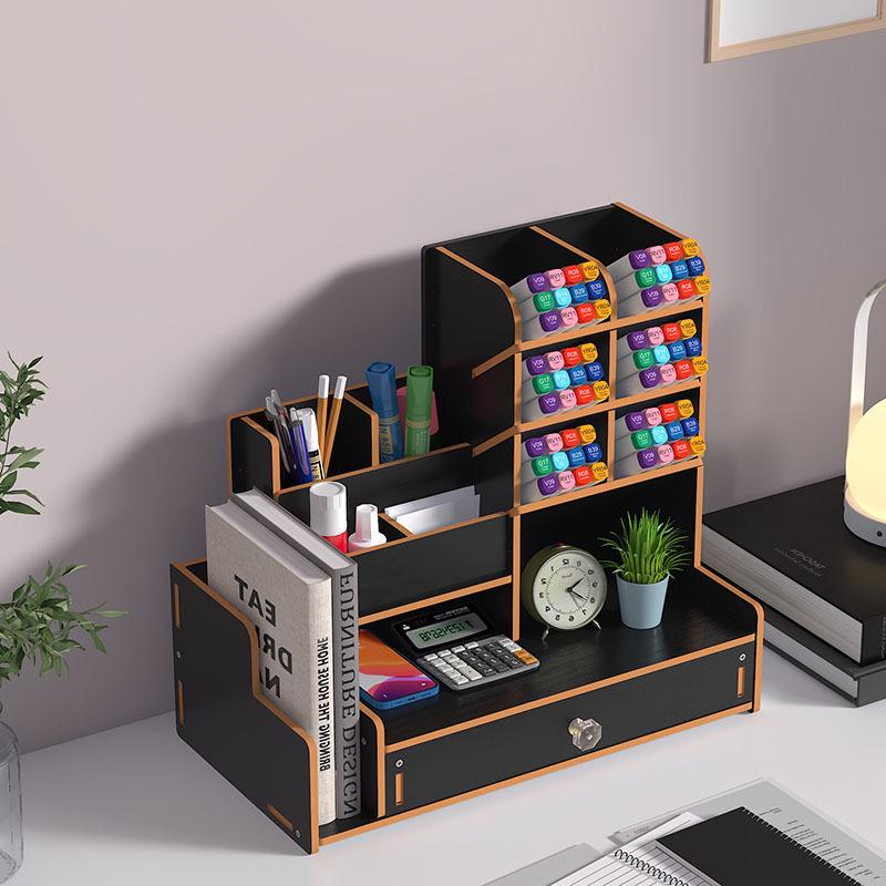 Nordischer Kreativer Holz-Stifthalter: Desktop-Organizer mit großer Kapazität und mehreren Fächern