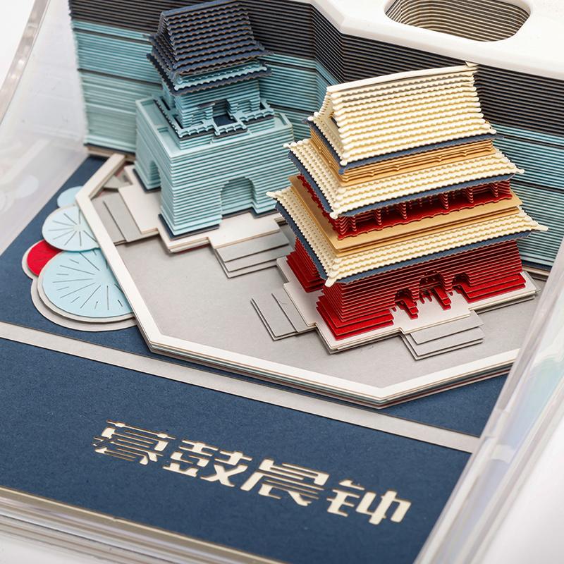 3D Paper Sculpture Notepad Creative City Building Sticky Notes