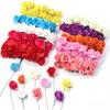 144pcs 2cm Paper Artificial Rose Flower Bouquet Colorful Mini Rose Fake Flowers For DIY Wedding Party Gifts Wreath Decoration