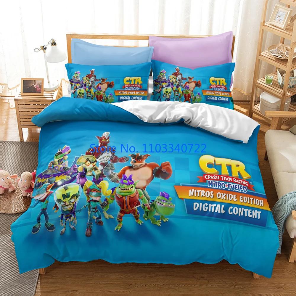 Classic Game Crash Bandicoot Cartoon Duvet Cover Set 3D Print Comforter Cover Bedclothes for Boy Girl Bedding Sets Bedroom Decor