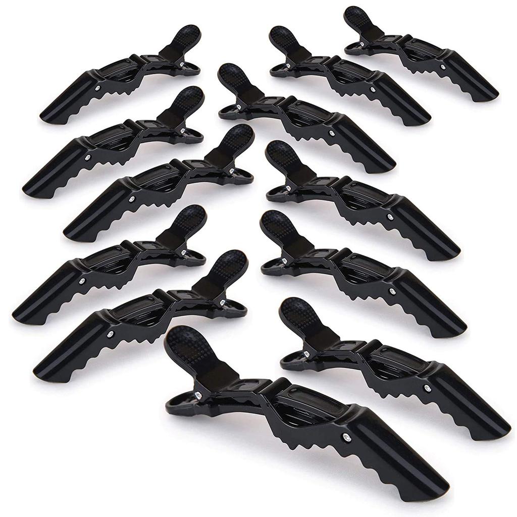 KIRA 12pcs Styling Salon Hair Clips,Alligator,black,Plastic Hair-Non-Slip DIY Accessories Hairgrip,Nonslip Grip,Double-Hinged,Wide Duck Teeth,Hair