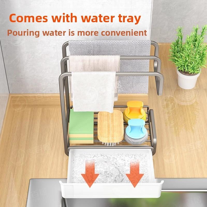 Steel Wall Mount Cloth Drying Rack With Automatic Drainage For Kitchen Organization