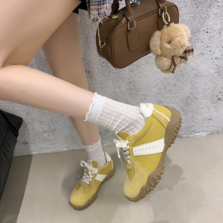 Grape mother has the same inner height increase~ round head lace-up sports dad shoes platform casual German training board shoes 2025 new models