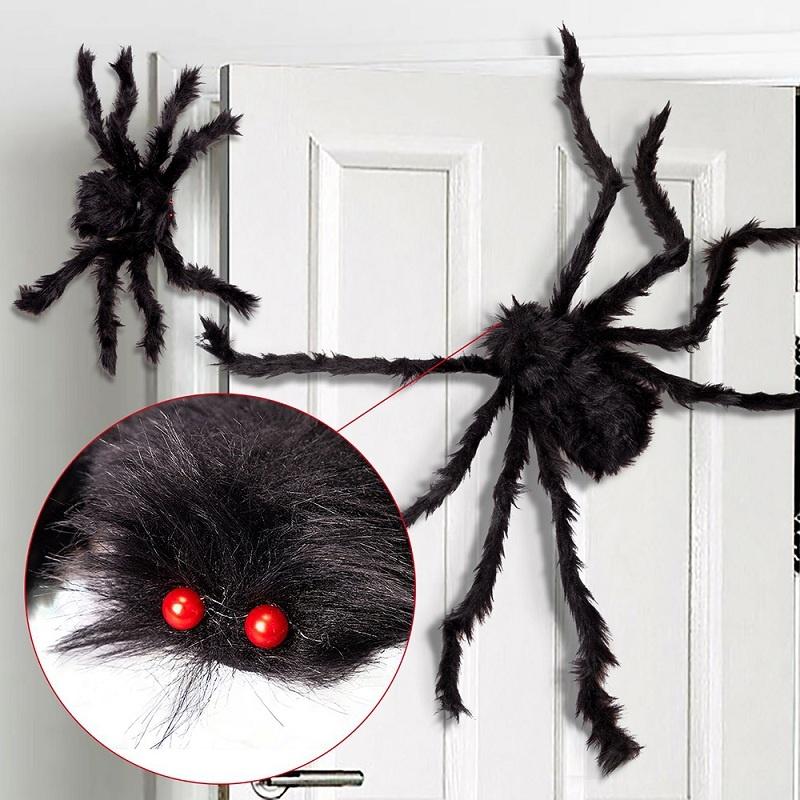 Halloween Large Plush Spider Horror Halloween Decoration Party Prop Outdoor Giant Spider Decor Chamber Prank Black Spider