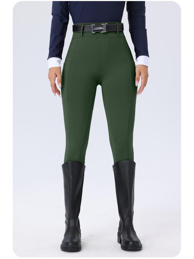 Damskie białe silikonowe bryczesy jeździeckie z pełnym lejem antypoślizgowym - Elastyczne obcisłe spodnie konkursowe jeździeckie, styl europejski i amerykański.