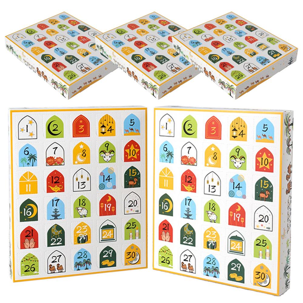 

5 шт. цифровых коробок для хранения, предварительно собранная подарочная коробка своими руками, чехол для календаря на Рамадан, 30-дневный обратный отсчет, подарочная коробка для праздника Ид аль-Фитр 5pcs