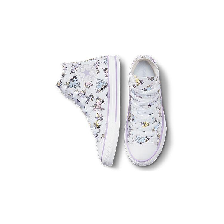 Converse All Star Unicorn Print Durable High Top Canvas Shoes Kids Sneakers White Blue A00927C