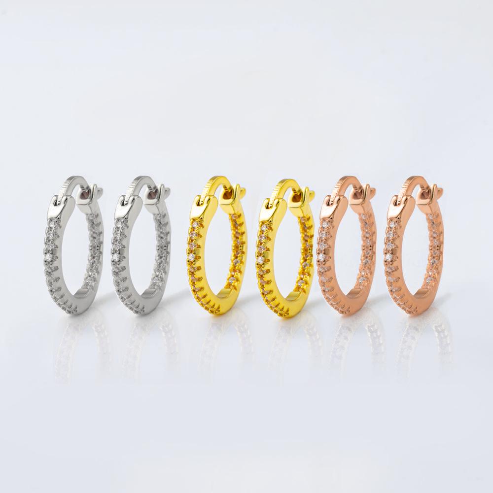 

925 Silver Geometric Zircon Hoop Earrings with Minimalist Design платиновый